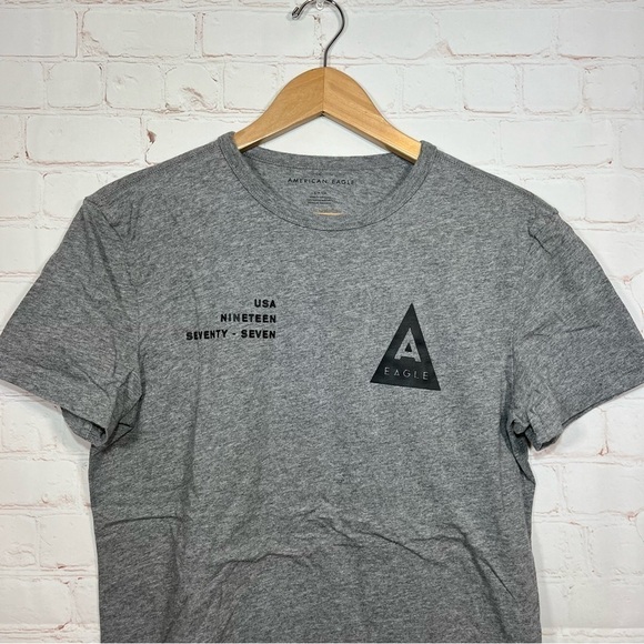 American Eagle Shirt Mens Small Gray Short Sleeve Spell Out Logo T Shirt - Picture 5 of 10